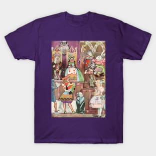 Vintage Alice's Adventures in Wonderland Trial Scene with the Queen of Hearts T-Shirt